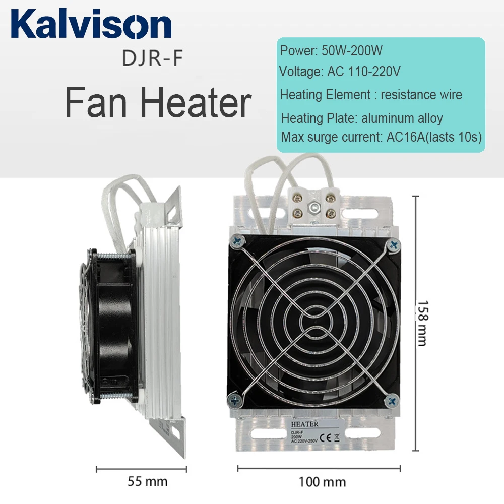 DJR PTC Heater Aluminium Alloy 220V 200W 100W 50WFan Air Heater For Dehumidification And Drying Of Power Distribution Cabinet