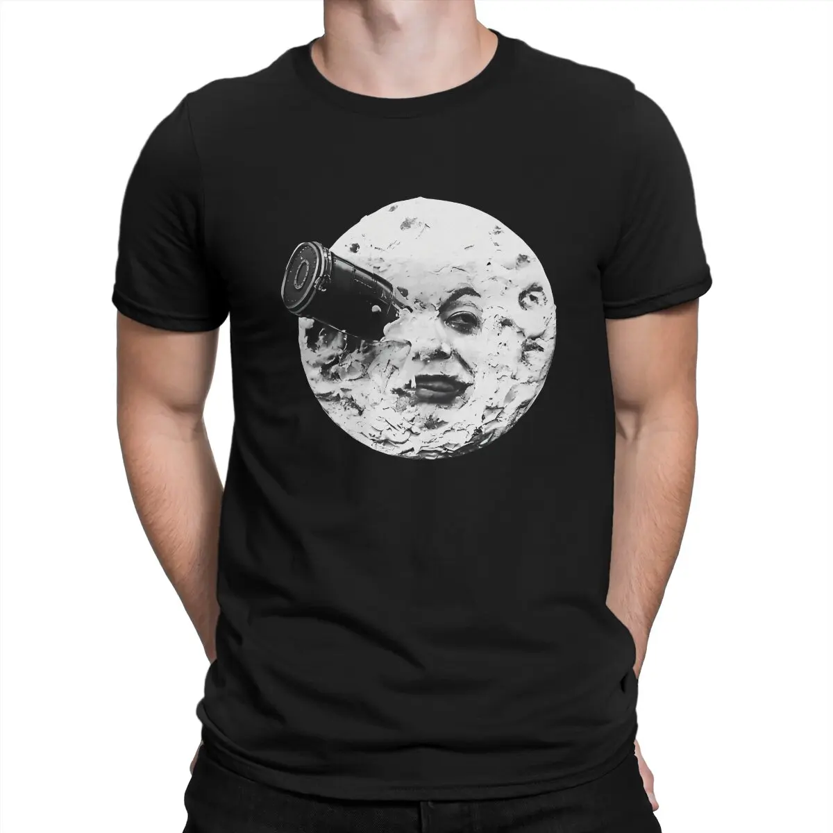 Men's A Trip To The Moon (Le Voyage Dans La Lune) - Face Only T Shirts Le Voyage Dans La Lune Movie 100% Cotton Tops