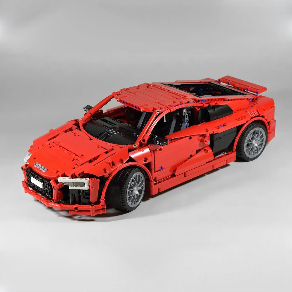 High-tech mechanical group supercar series car model MOC R8 V10 (1:10) supercar model children\'s educational toys holiday gift