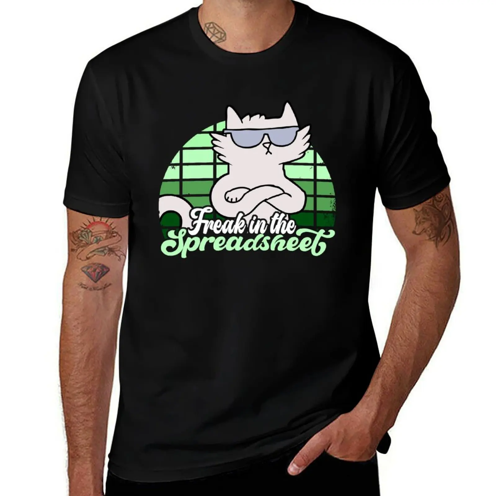 freak in spreadsheets excel cat accountant accounting gift T-Shirt Regular Fit Plain Tee Shirt