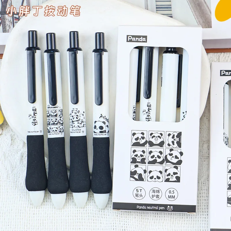 12 Pcs Wholesale Panda Press Sponge Fatty Cute Fatty Soft Grip Signature Pen Student St Quick Drying Neutral Pen