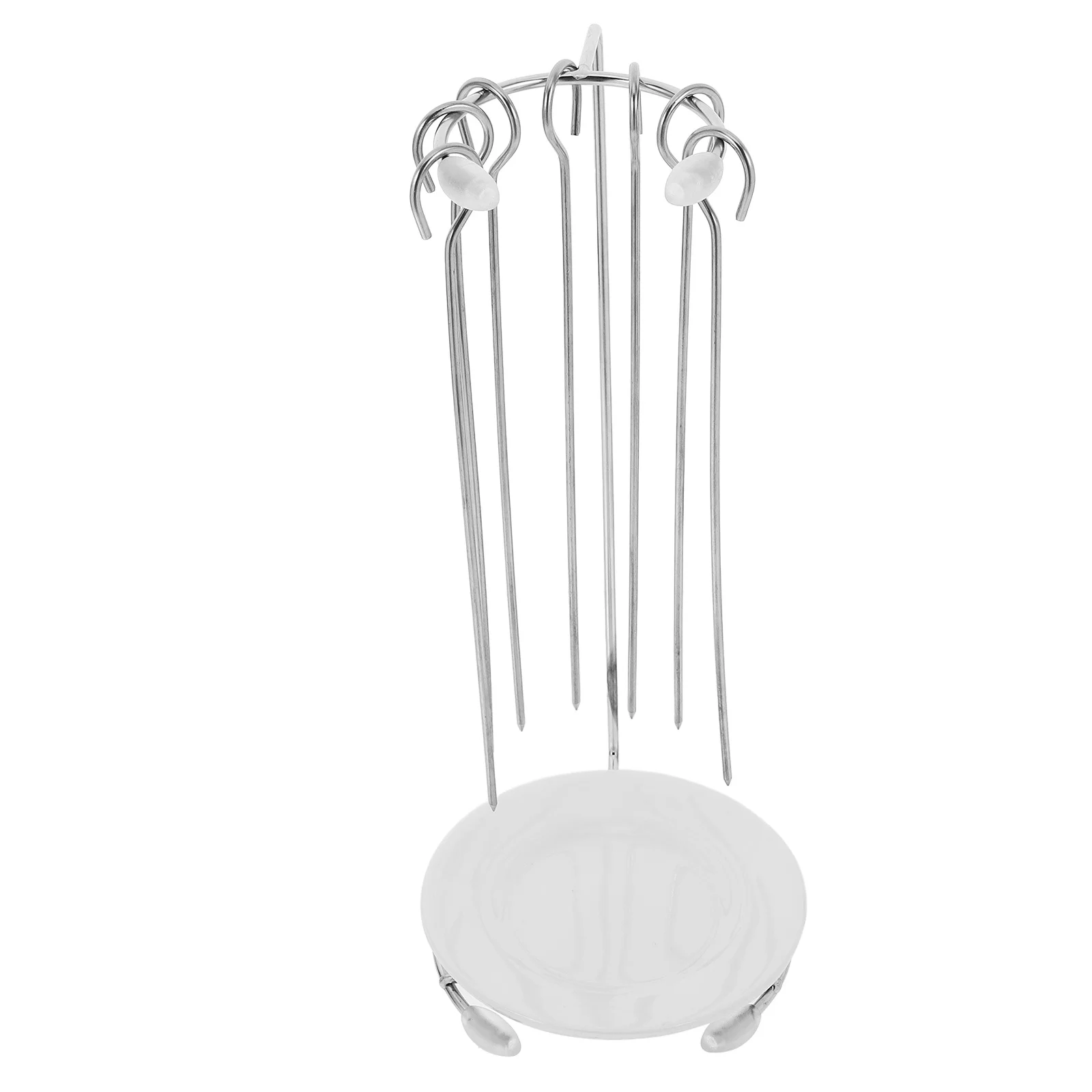 

1 set 1 Set Stainless Steel Kebab Rack Skewer Grill Rack For Bbq Grilling Durable Metal Skewer Holder Kitchen Supplies Bbq Racks