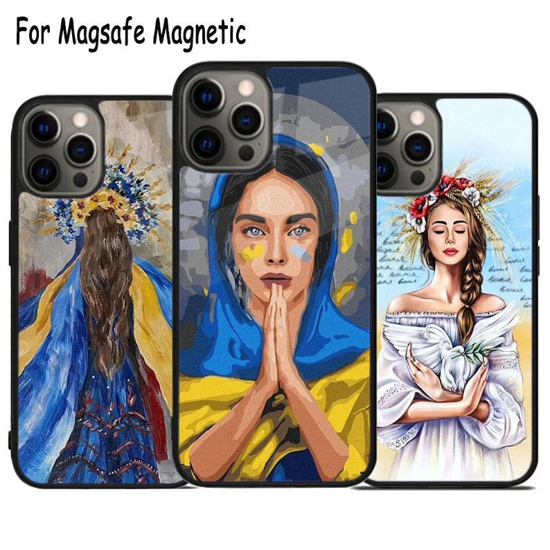

Ukraine Girl Wireless Charge Magsafe Phone Case For iPhone 15 16 14 13 11 12 Pro Max Plus Magnetic Bumper Cover