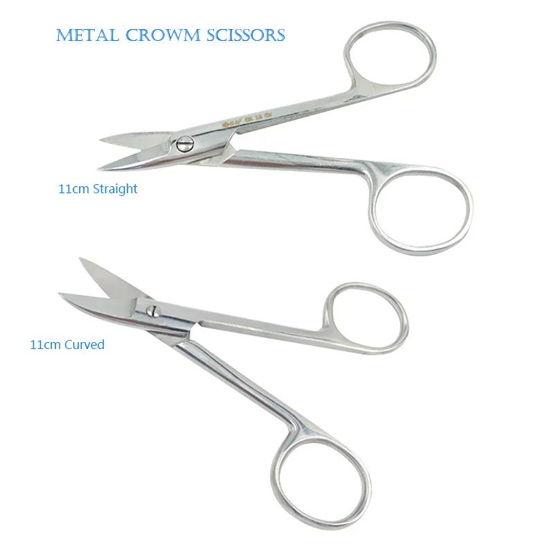 

Dental Surgical Scissors 11cm Metal Crown Scissors Straight and Curved Stainless Steel Dental Lab Equipment Tools