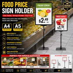 A4 A5 Food Sign Price Food Signs Advertising Label Rack Supermarket Vegetable Fruit Price Clamp Display Stand