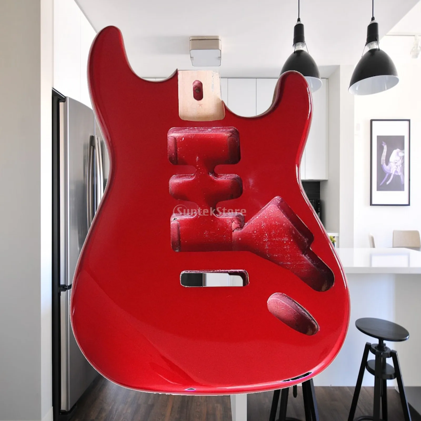 Industrial Body Double Fret Red Guitar Body Pre Cut Accessory Electric Guitar Kit for DIY Construction