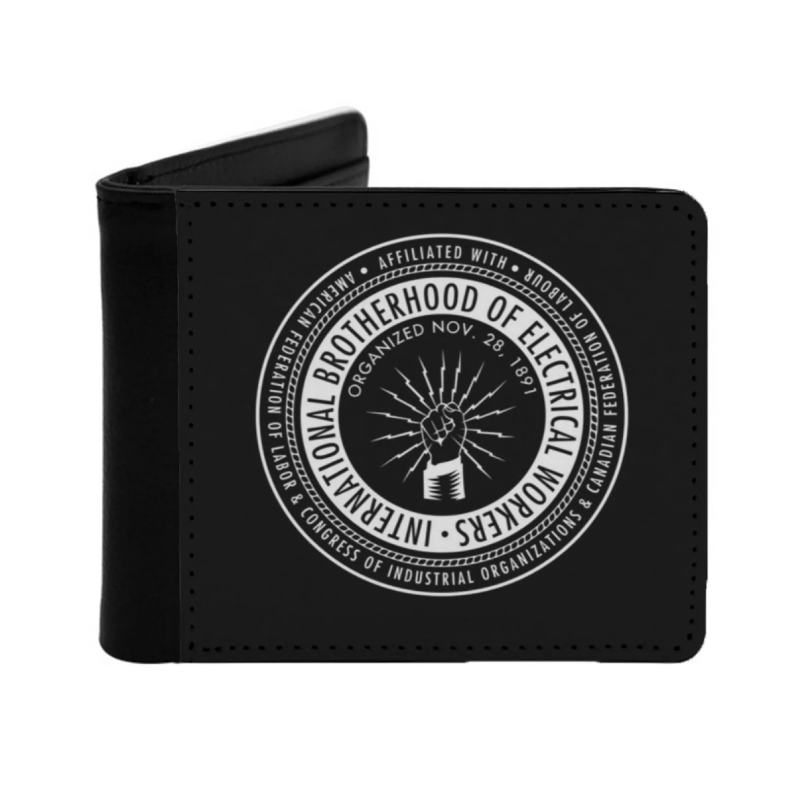 Ibew International Brotherhood Of Electrical Workers Local Union Personalized Men's Leather Wallet Credit Card Pouch Purse