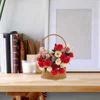Seagrass Woven Basket Vintage Handmade Flower Arrangement Storage Wedding Picnic Decoration Straw Iron Handle Multi Purpose