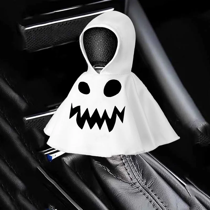 1Piece Ghost Hoodie Gear Shift Cover with Cape Halloween Car Decor Shift Knob Protector Sleeve Universal Auto Accessory