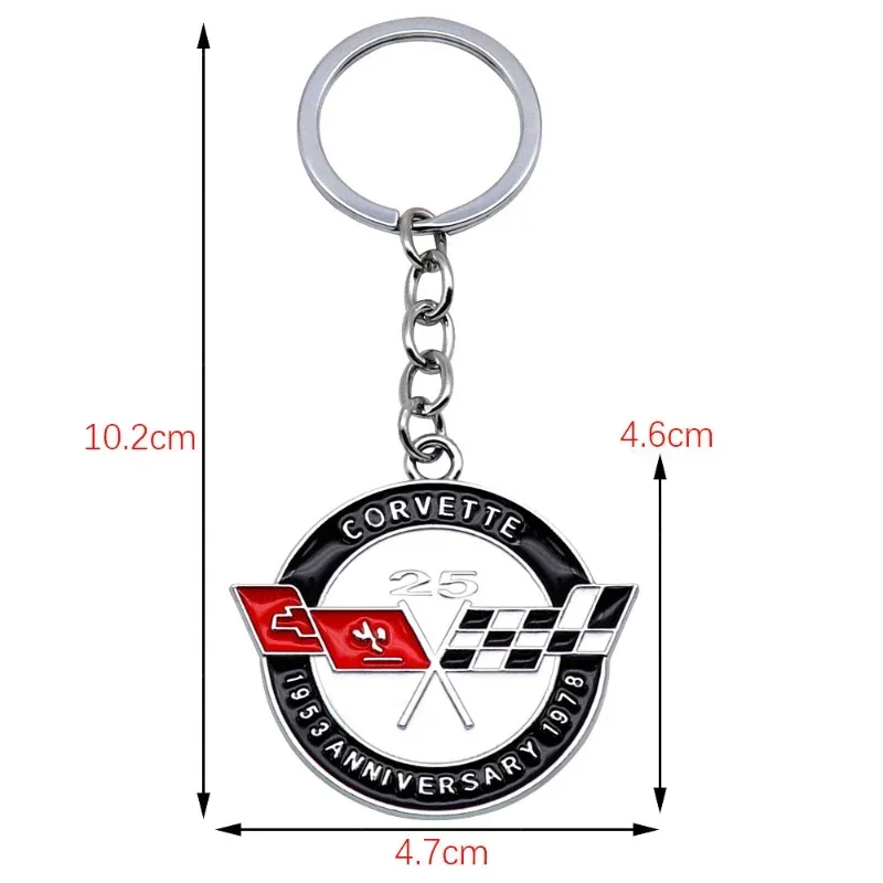 Corvette 25th Anniversary Logo Metal Car Keychain Holder for Chevrolet Cavalier Onix Cruze Aveo Auto Key Rings Accessories