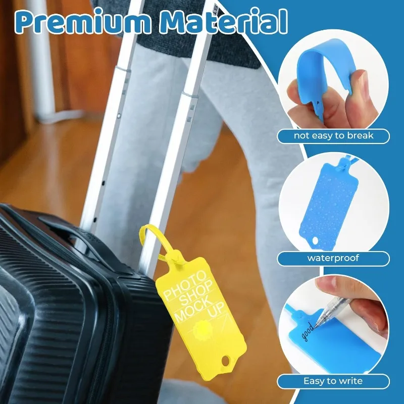 157 قطعة من ملصقات النقل البلاستيكية القابلة للكتابة المقاومة للماء مع شرائط الختم - علامات تعليق متينة وملونة للمفاتيح والأمتعة