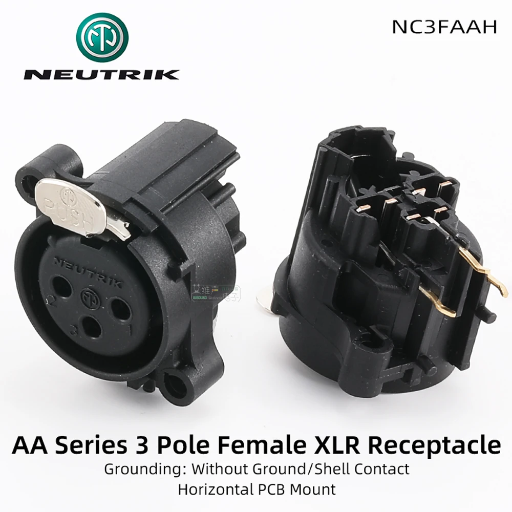 Neox-3 pin xlr pcb montar conectores do painel, bronze, chassi masculino e feminino, soquete com/sem trava, original