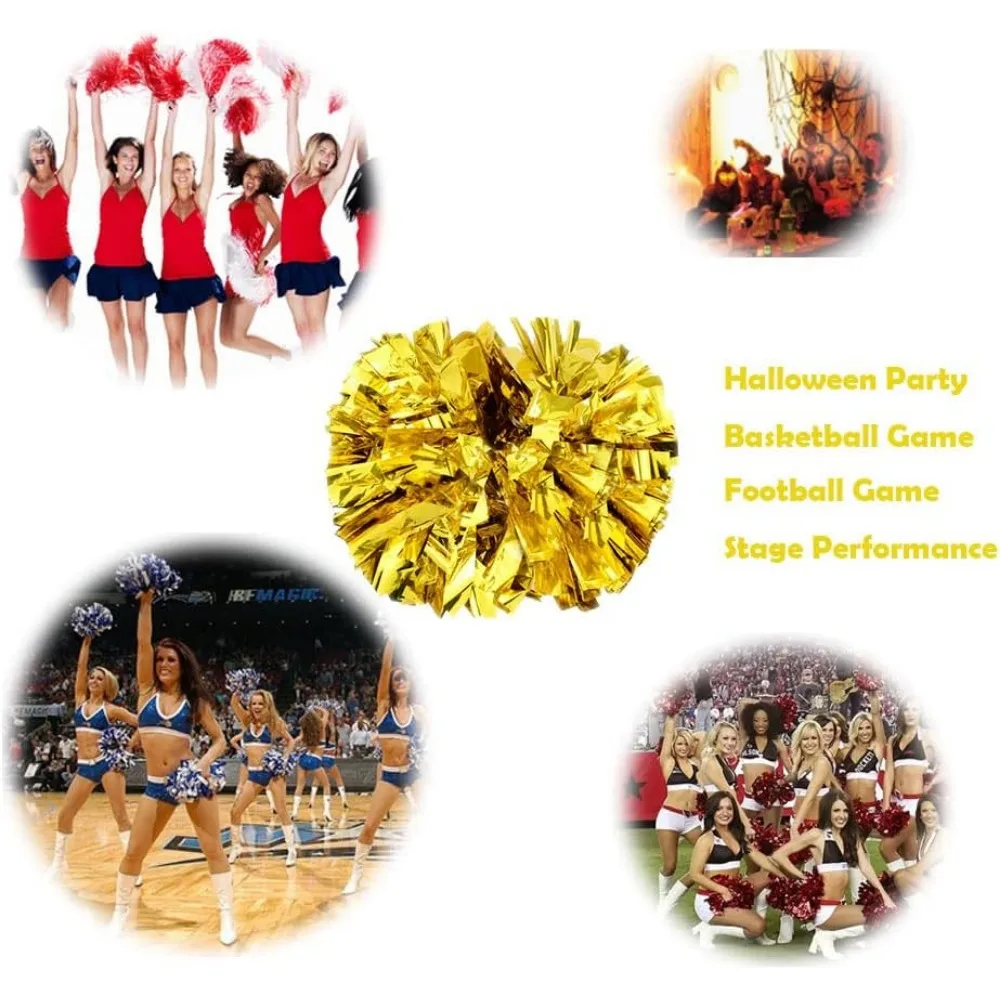 Cheerleader pompom with baton handle for team spirit, sports, dance, cheerleading, children, adults