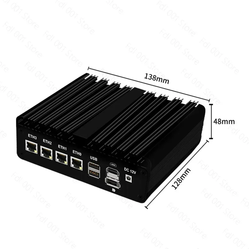 12th Gen Embedded Industrial Mini PC N150 N305 Quad Core M.2 SSD Low Power RS485 RS232 4K Fanless Soft Router Computer