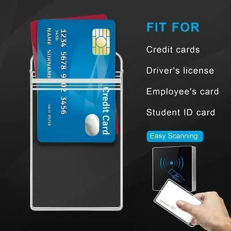 Clip transparent imperméable pour cartes, housse de protection en plastique, housse de protection pour cartes bancaires, portefeuille pour cartes d'identité