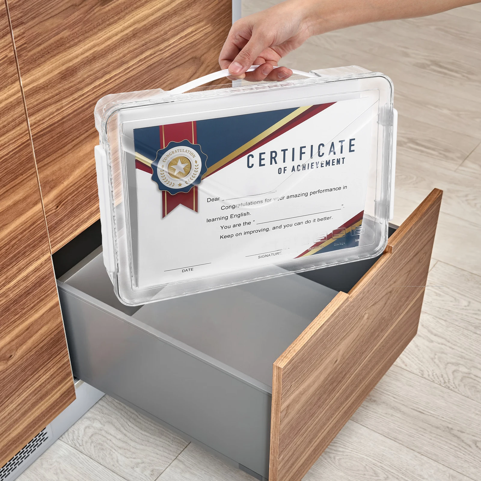 

1pcs Transparent File Document Case Large Capacity Plastic Storage Organizer Portable File Storage Box For Documents