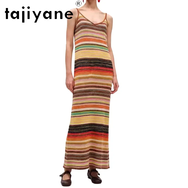 

TAJIYANE 47.2% Ramie and 45.9% Cotton Dresses 2024 Women Elegant Summer Dress Sleeveless Long Dresses Womans Clothing Vestidos