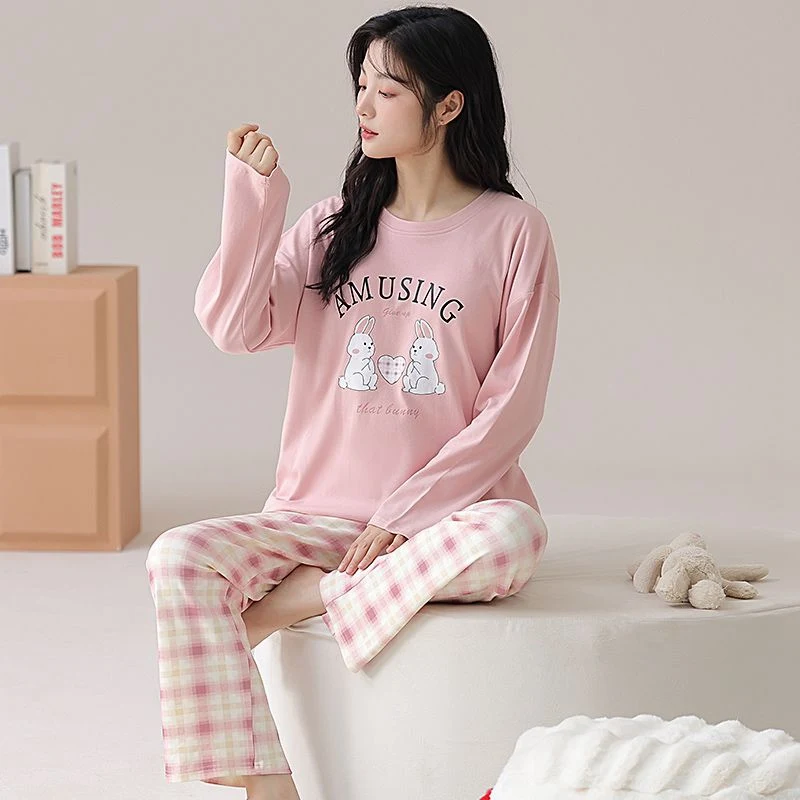 

Осень 2023, пижамные комплекты больших размеров с длинными рукавами для женщин, корейская милая одежда для сна с героями мультфильмов, домашняя одежда, Pijama Mujer, домашняя одежда