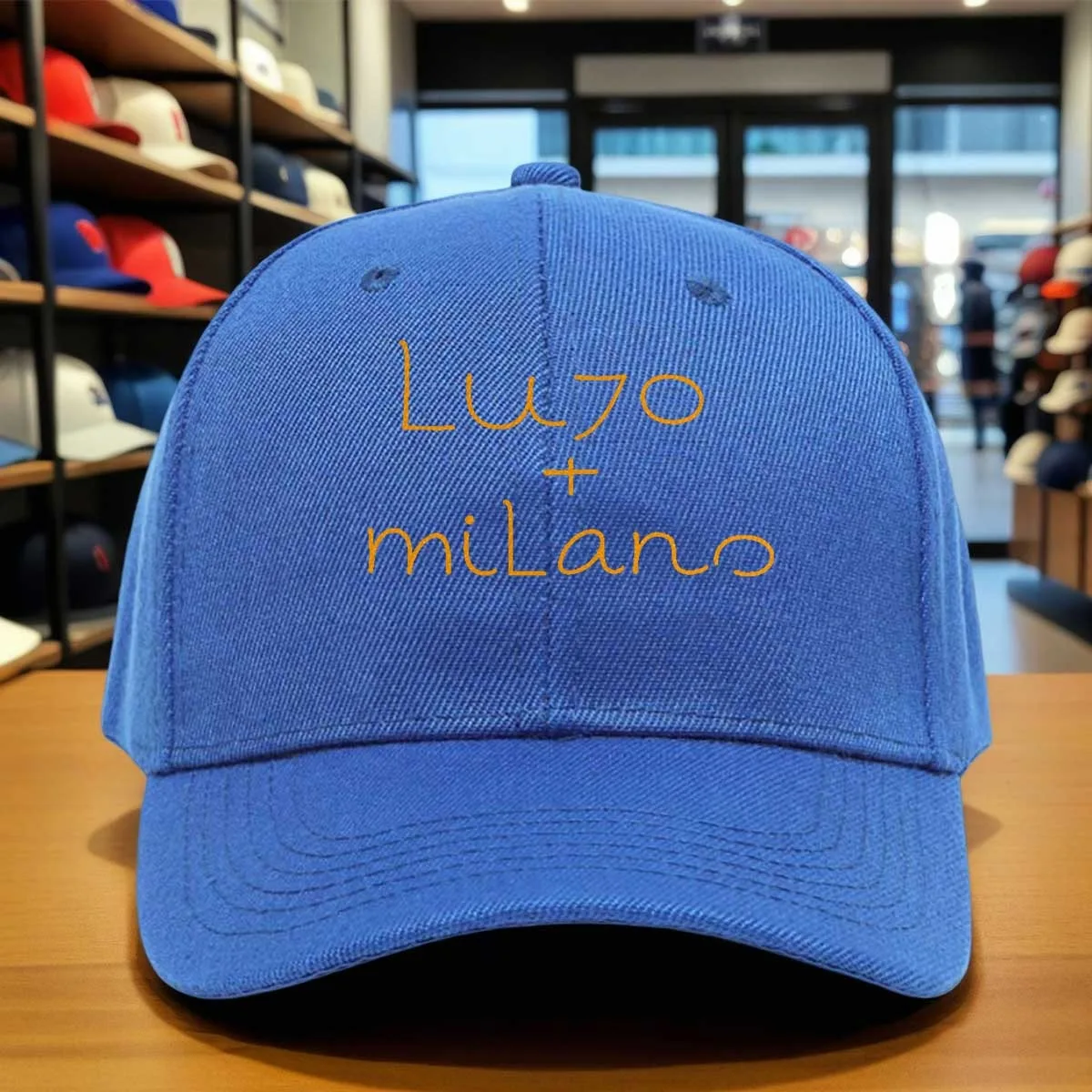 LU70 & MILANO Print Baseball Cap with Hook-and-Loop Closure, Adjustable 6-Panel Round Cap Suitable for Outdoor Sports, Machine W
