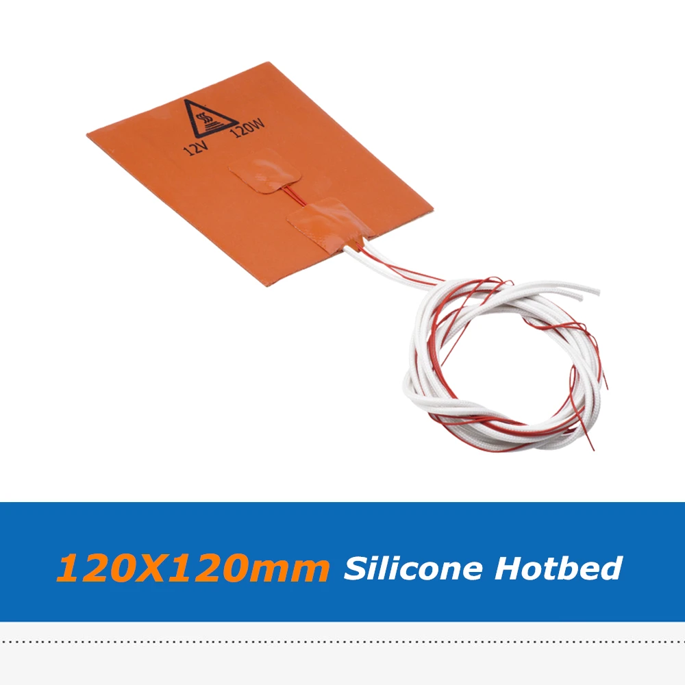 1pc 120*120mm 12V 120W Silicone Rubber Heater Heat Bed 120mm Silicon Printing Hotbed Sheet  For 3D Printer Parts