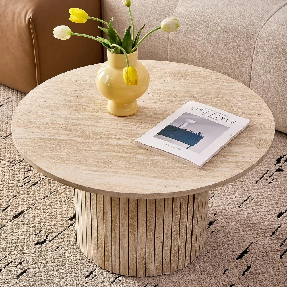 زوج من الطاولات الجانبية الخشبية الدائرية المدمجة، تصميم معاصر لمنطقة الأريكة، مثالية لتوفير المساحة في سبا المعيشة وغرفة النوم #6