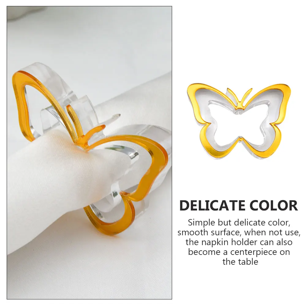 

Butterfly Napkin Rings Acrylic Bloom Holders Birthday Decorations Dinner Supply Serviette Ring Transparent Napkin Holder Party