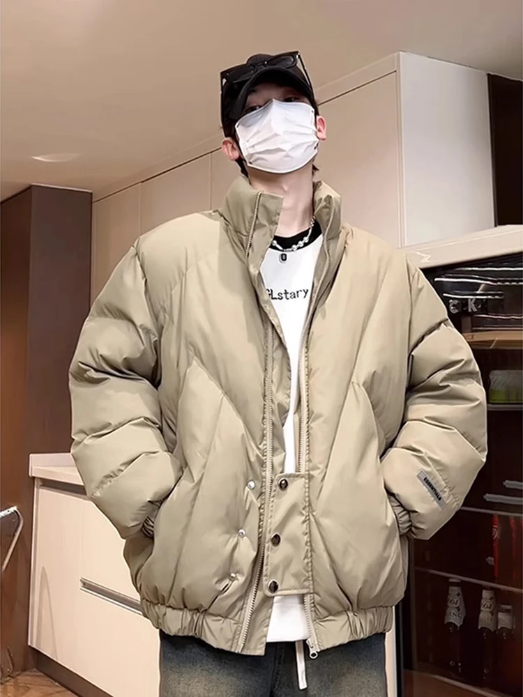 

Легкая зимняя мужская куртка из хлопка с ромбовидным узором, в американском стиле OOTD, для создания комплекта с хлопковым пальто