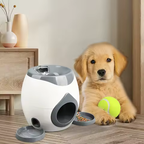 Lançador automático de bolas para cães, máquina de recompensa de alimentos para tênis, lançador interativo de bolas para cães, alimentador de bolas de tênis para cães