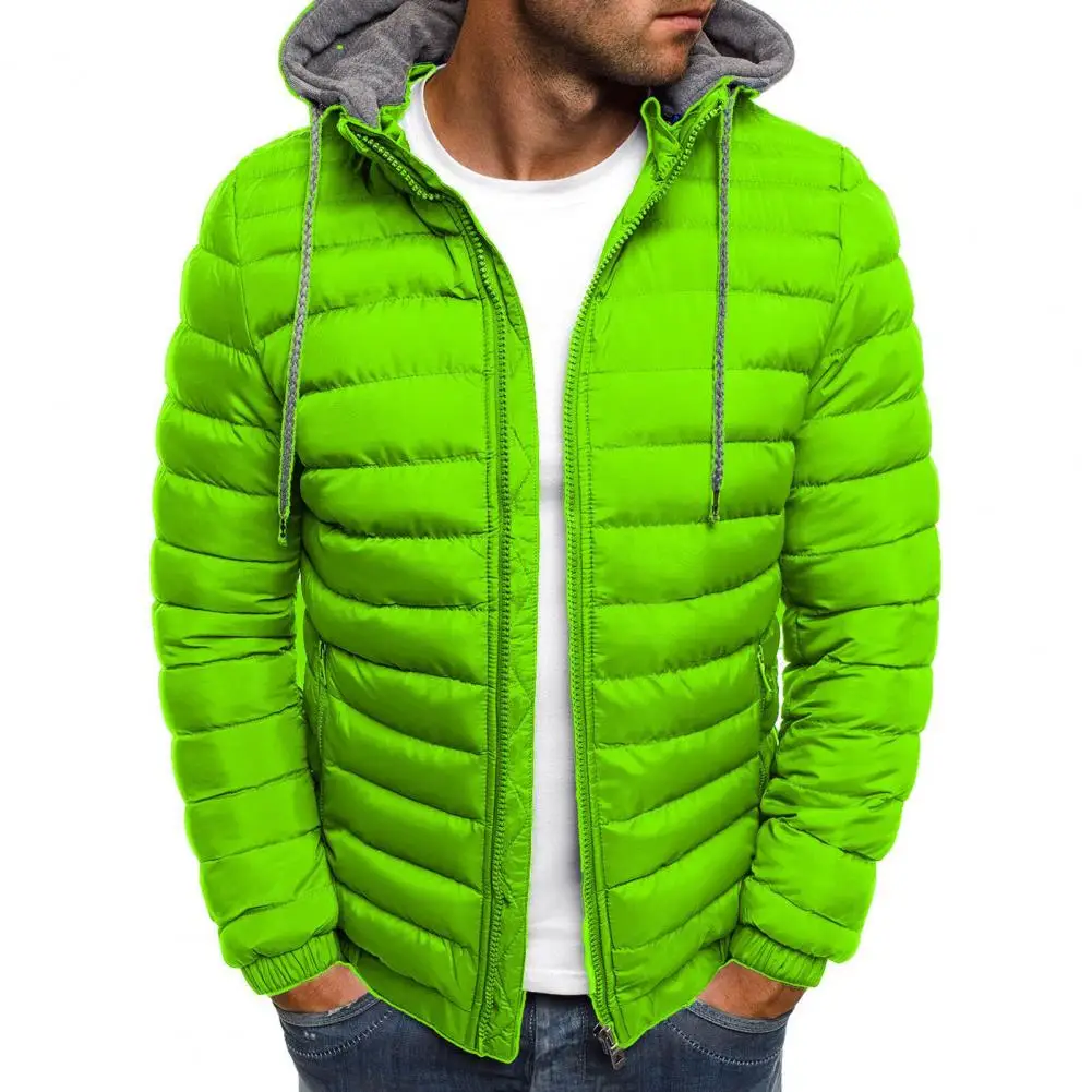 Plus Size Men Jacket Hooded Padded Thick Parka Windproof Fall Winter Drawstring ZipperCardigan Male Outdoor Coat