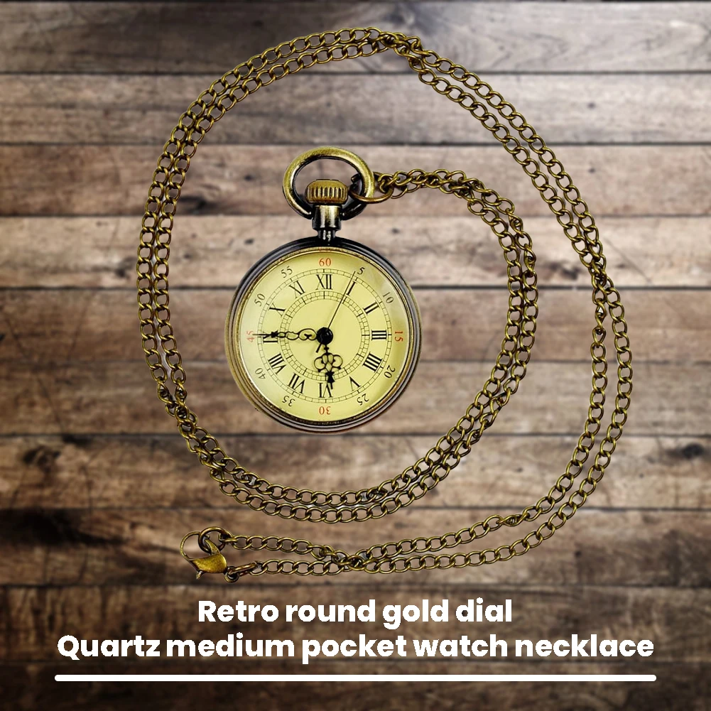 Alloy Copper Quartzs Pocket Watches Beige Dial Romans Numbers Pocket Watches Gift For Children's Day