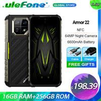 Ulefone Armor 22, 16 Гб 256 ГБ,6,58 дюймов FHD + ,64 мп Ночная камера,33 Вт,6600 мАч,4G,Android 13,NFC,2.4K,120Hz