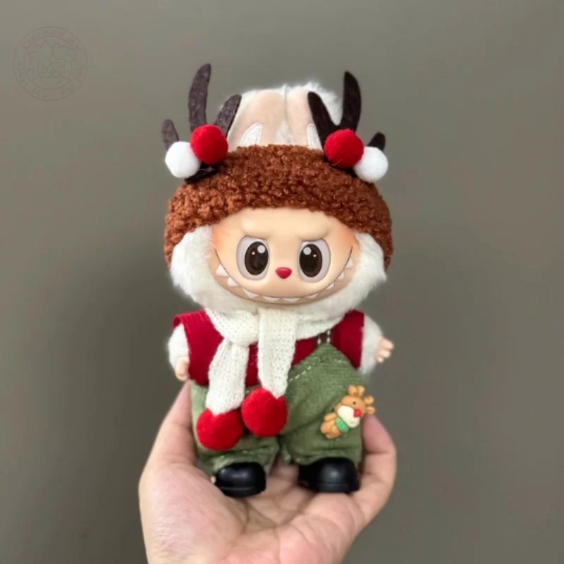 Only Clothes For Labubu 17cm Removable Wearable Christmas Series Doll Clothes Plush Vinyl dolls Christmas Set Christmas Gifts