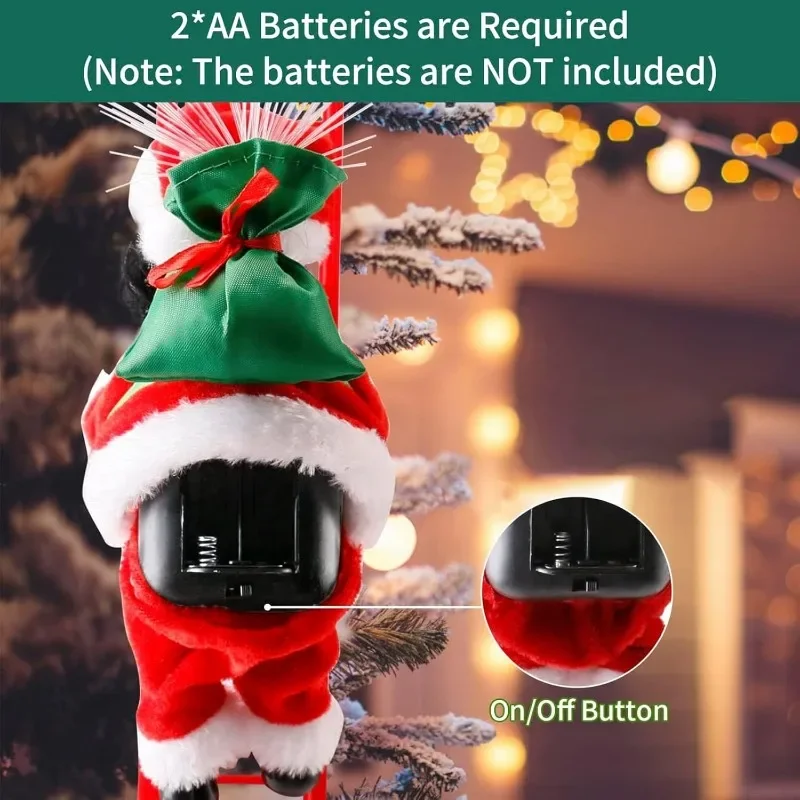 دمية سانتا كلوز تسلق سلم مع موسيقى شجرة عيد الميلاد الحلي زينة للمنزل 2025 نافيداد السنة الجديدة للأطفال هدية