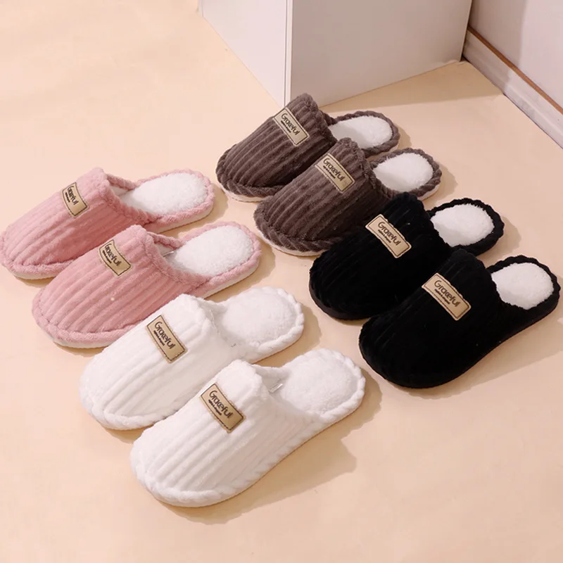 Women's Soft Sole Comfy House Slippers Lightweight Warm Plush Winter Slippers for Women Indoor Non Slip Corduroy Slip On Shoes