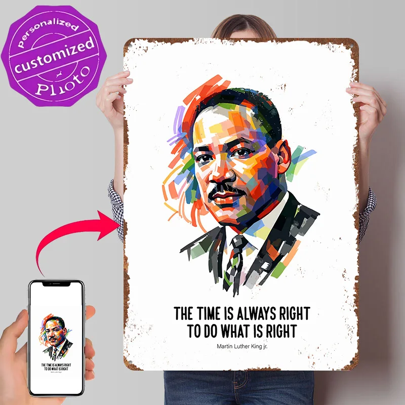 Martin Luther King Jr. Pop Art Quotes Personalized 3D Textured Metal Poster Wall Art Tinplate Sign for Aesthetic Room Decor Men