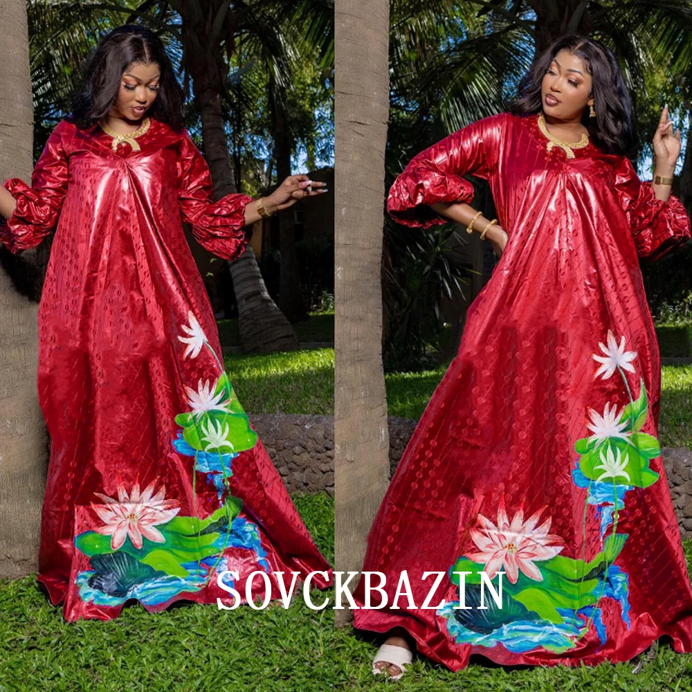 

2026 First Quality Original Perfumed Nigerian Baizn Dashiki Boubou Dress African Traditional Wedding Dress Bazin Riche Long Robe