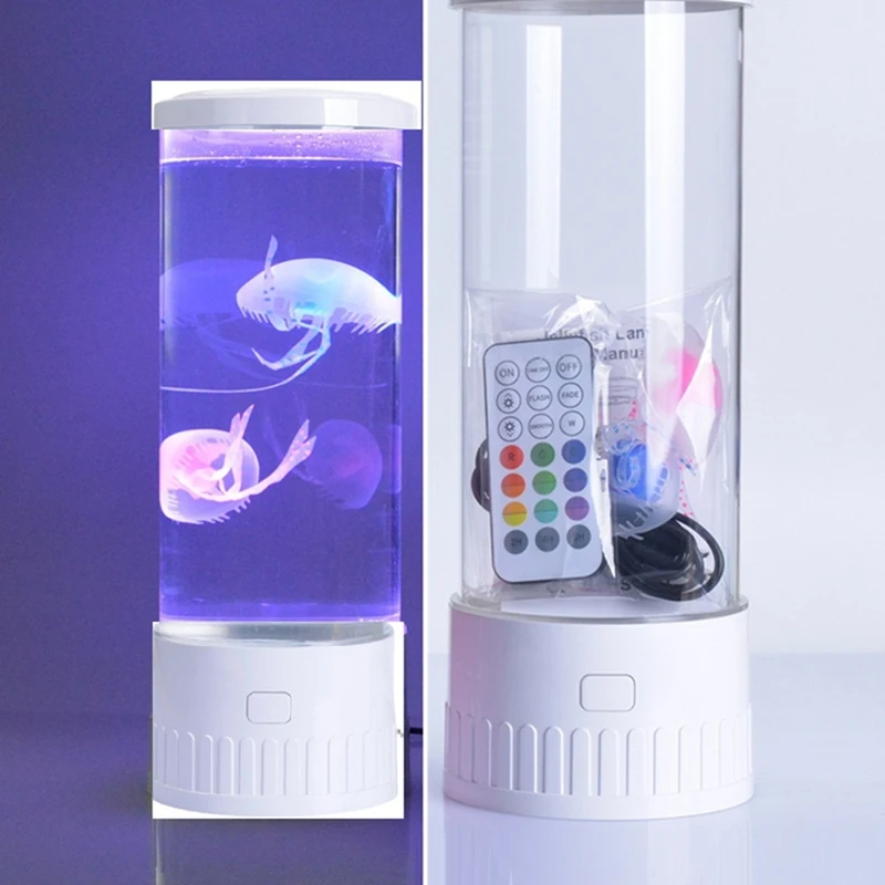 HOT! Jellyfish Lamp Aquarium Ocean Night Lights 7Colors LED Jellyfish Mood Lights With For Home Bedroom Desktop Decoration