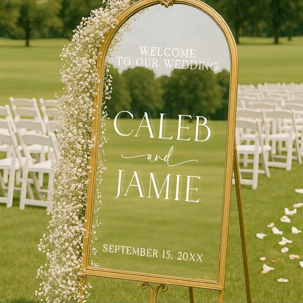 Welcome To Wedding Of Stickers Wedding Sign Vinyl Decal for Mirror Board Personalized Name and Date Decal French Style