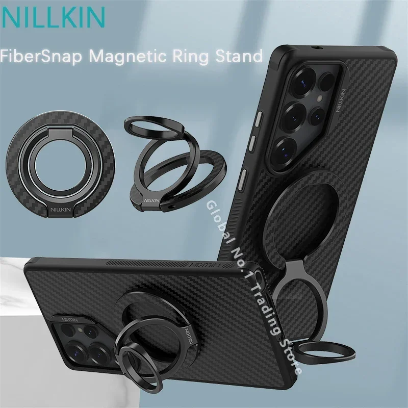 

NILLKIN для iPhone 16, 15, 14 Pro Max, сильный магнитный держатель для Samsung S25, ультра-волокнистая подставка с магнитным кольцом