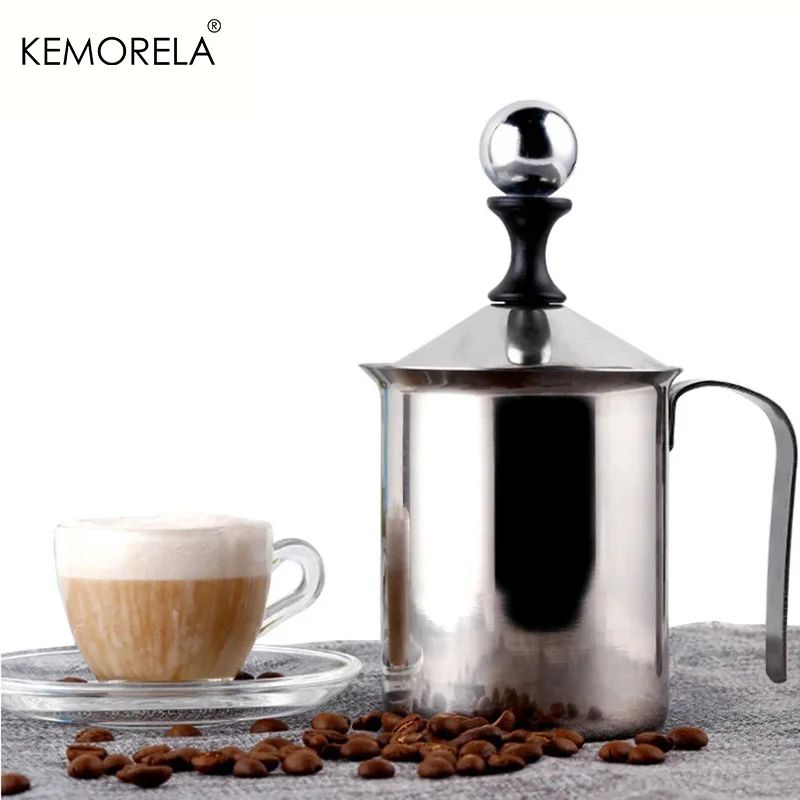 800ML Stainless Milk Frother Foam Maker Double Mesh Milk Creamer Milk Foamer Coffee Cappuccino Drink Mixer Egg Beater Kitchen