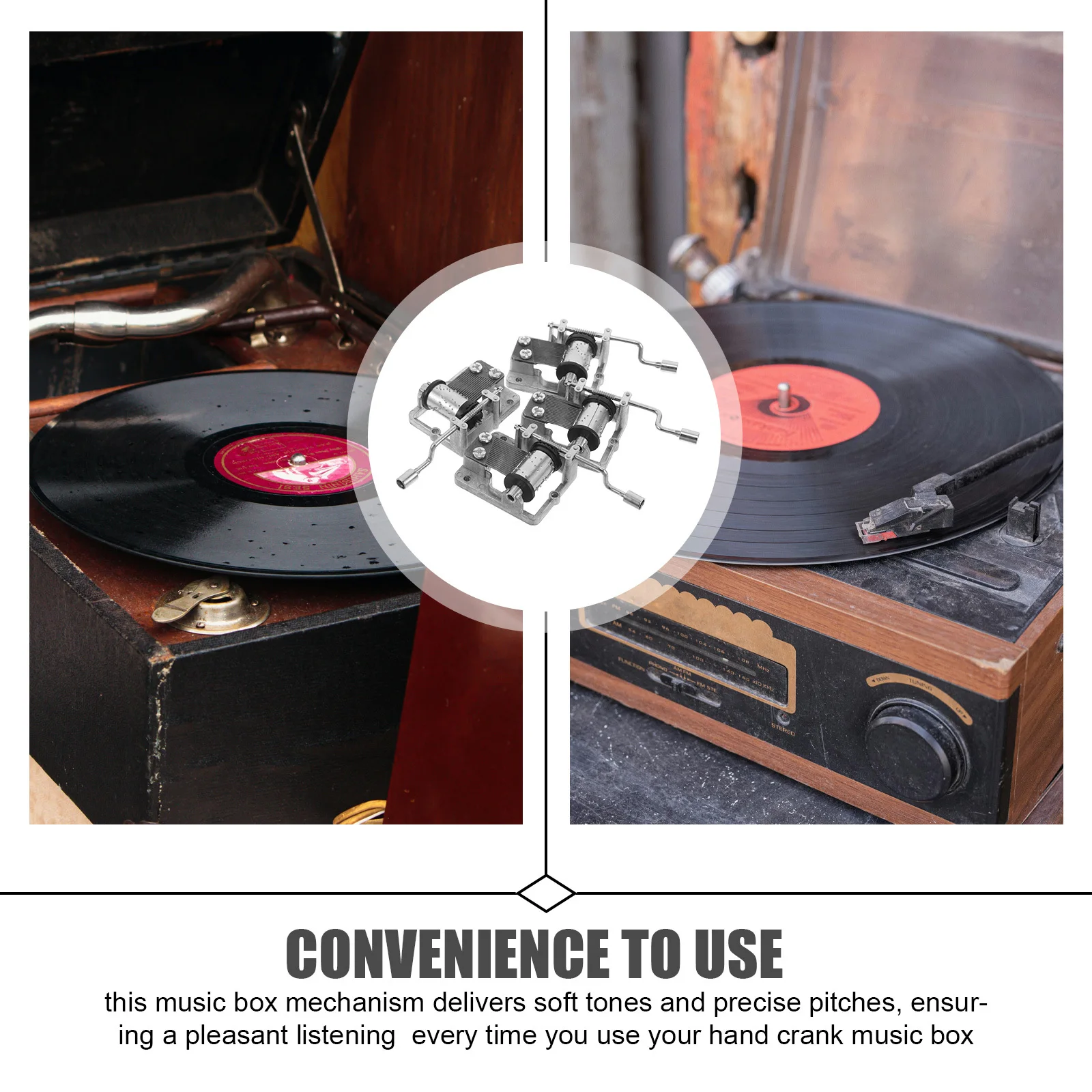 4 Piezas de Mecanismo de Caja de Música, Manivela Manual, Movimiento de Caja de Música para Bricolaje, Piezas de Repuesto, Reparación de Manualidades, Mecanismo Musical Manual, Suave