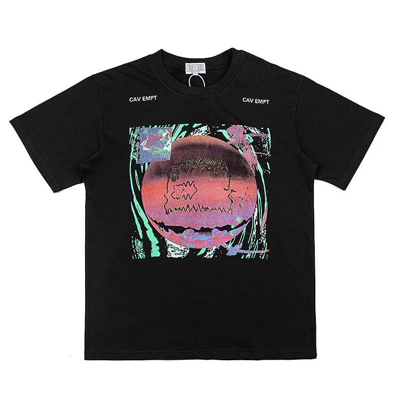 

CAVEMPT T Shirts Black Fashion Breathable Loose Cav Empt Short Sleeve Men Woman 1:1 Best Quality The Earth Printing C.E Top Tee