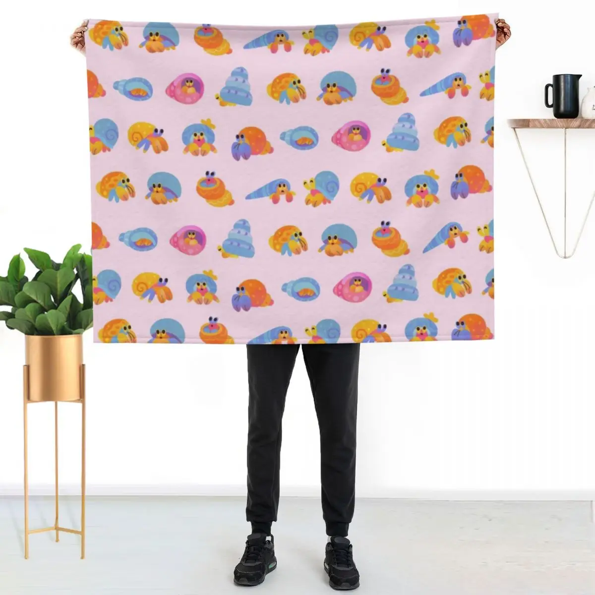 Hermit crab - pink / knife jellyfish Throw Blanket Tourist Plaid Giant Sofa Plush wednesday Weighted Blankets