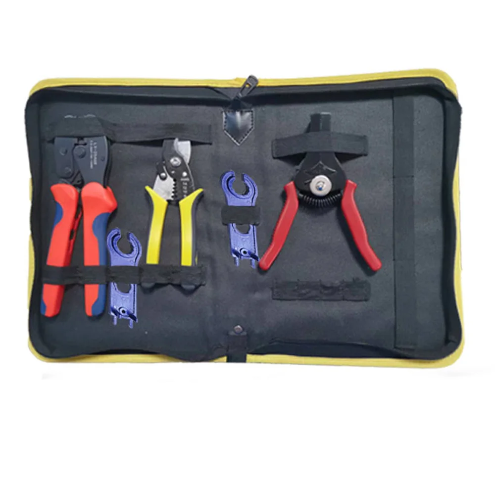 

Solar Tools Kit ABS Housing Wire Crimper Wire Cutter Wire Stripper Spanner Wrench Power Applications Solar Connector Male/Female