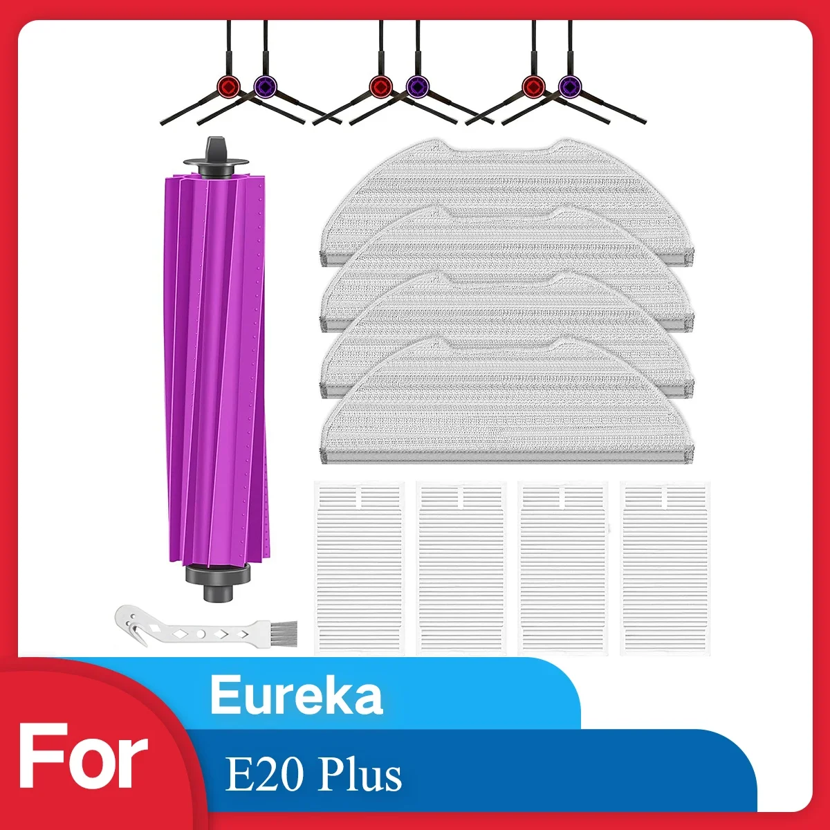 

Compatible for Eureka E20 Plus Replacement Main Side Brush HEPA Filter Mop Pad Spare Parts Accessories