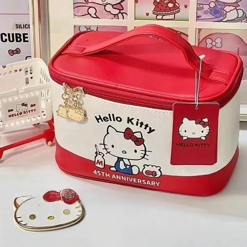 Sanrio Kawaii HelloKitty Cosmetic Bag Fashionable Versatile Personality Large Capacity Simple Portable Storage Bag Girl Gift