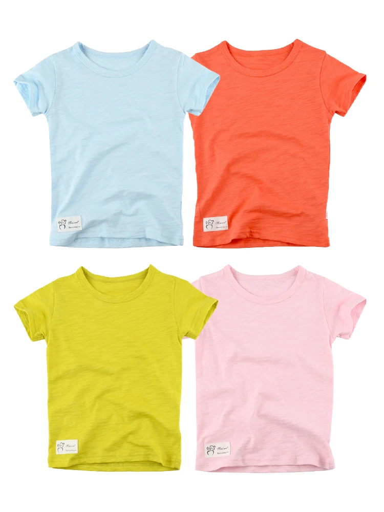 1PCS Random Baby Summer Bamboo Cotton T-shirt Short sleeved Breathable Cotton Round Neck Child Accessories