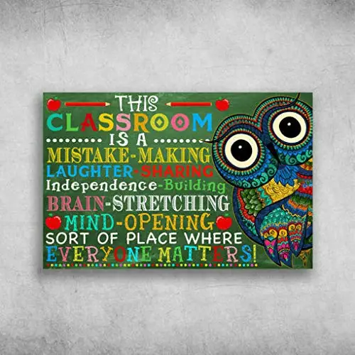 AMELIA SHARPE Vintage Retro Collection tin Signs-Owl Teacher in This Classroom-Wall Decoration Poster Family bar Restaurant Cafe
