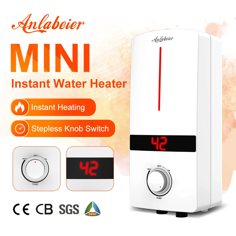 220V 5500W Wall-Mounted Instant Electric Tankless Water Heater Portable Bath & Hot Shower for Hotels & Households Fast Shipping