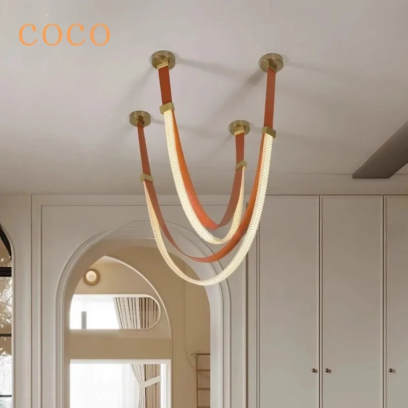 

Nordic art silicone woven leather pendant light LED for dining table, living room, dining room, bedroom ceiling, home decoration